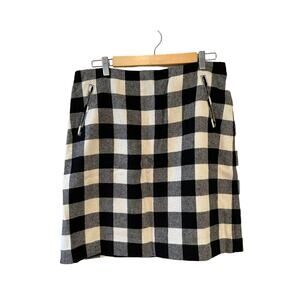 Talbots Black & White Buffalo Check Wool Skirt 10